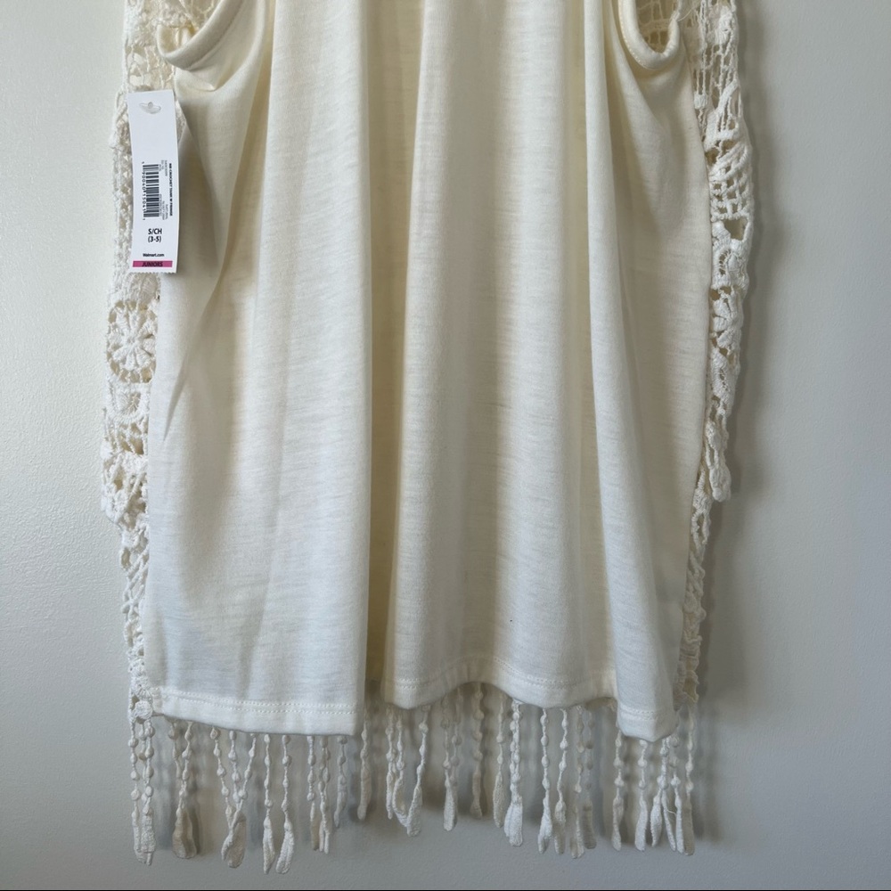 White Natural Crochet Tank with Fringe Top - Picture 5 of 7